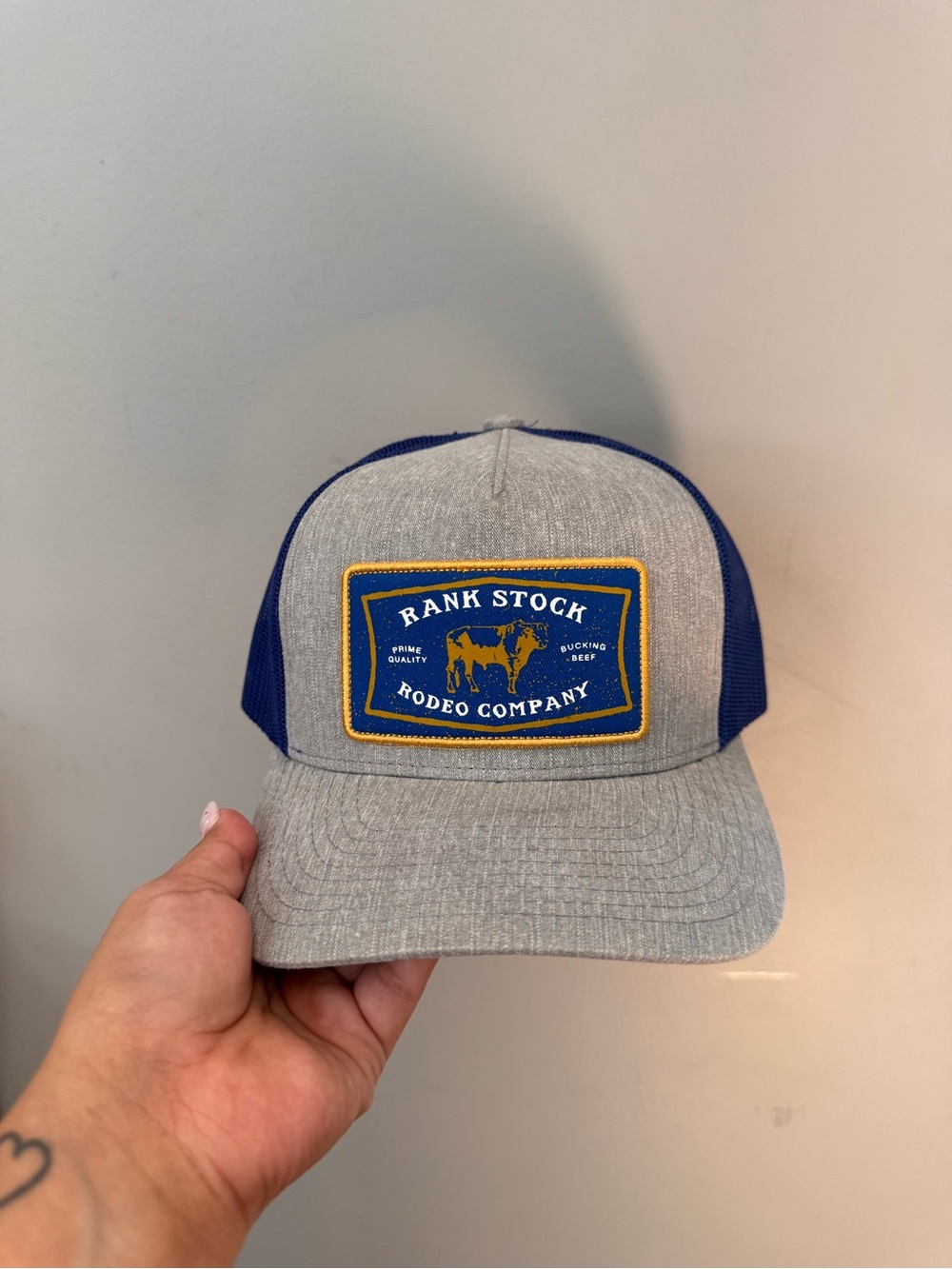 Hooey Gray and Blue Frank Stock Rodeo Patch Trucker Hat